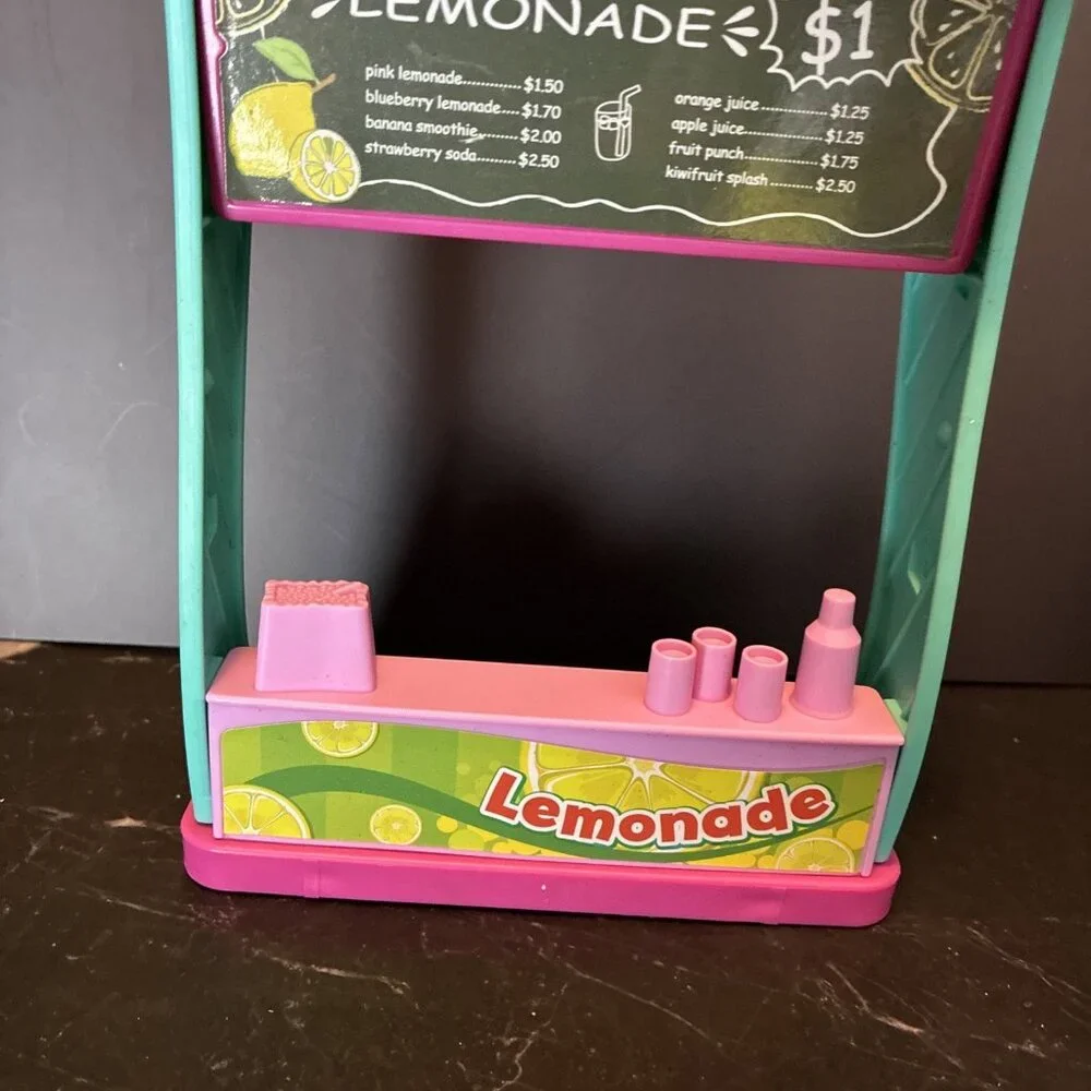 Kids Lemonade Stand Toy Pretend Play Food Drink Stand Summer Mini Playset